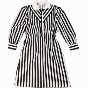 Vintage Black & White Striped Polyester Dress Unique